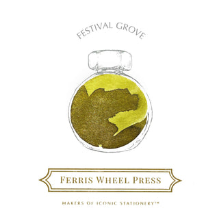 Festival Grove | 38ml Ink | Ferris Wheel Press in a round bottle with shimmering olive green ink inside