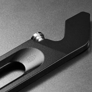 James The Halifax Multitool in black titanium with close-up on textured grip and screw detail