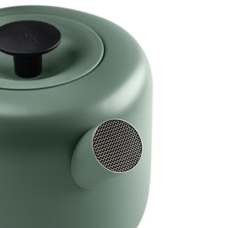 Fellow Clyde Electric Kettle (120V) (1500ml/50oz) in green with stainless steel mesh spout and black lid knob