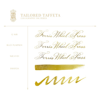 28ml Calligraphy Ink - Mauve Moon Diner | Ferris Wheel Press gold ink samples with elegant script and brush strokes