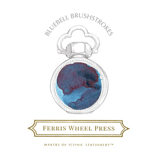 Bluebell Brushstrokes | 38ml Ink | Ferris Wheel Press with deep blue and purple ink texture in decorative bottle
