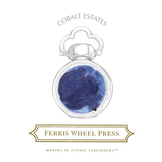 Cobalt Estates Fountain Pen Inks - 10ml Bottled | Ferris Wheel Press deep blue ink with vintage bottle design