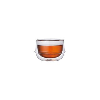 KINTO KRONOS Double Wall Tea Cup 200ml with transparent heat-resistant glass filled with tea