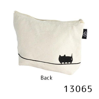 Neko Sankyodai Three Cats Brothers Pouch in natural cotton with black cat silhouette on back side