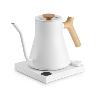Fellow Stagg EKG Pro Electric Pour Over Kettle (120V) white with wooden handle and precision spout