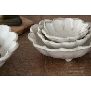 Kaneko Kohyo - Main Dish Bowl - White - Rinka Series with handcrafted scalloped edges in porcelain