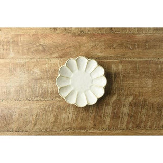 Kaneko Kohyo Small Plate White Rinka Series handcrafted Japanese Mino Ware porcelain with petal-shaped design