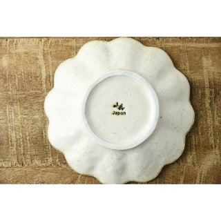 Kaneko Kohyo Small Plate White Rinka Series handcrafted Japanese Mino Ware back view with maker’s mark