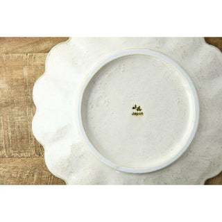 Kaneko Kohyo - Main Plate - White - Rinka Series showing backstamp on handcrafted Japanese porcelain Mino Ware