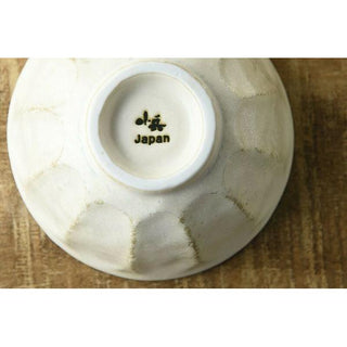 Kaneko Kohyo - Rice Bowl - White - Rinka Series with textured porcelain bottom stamp Japan visible