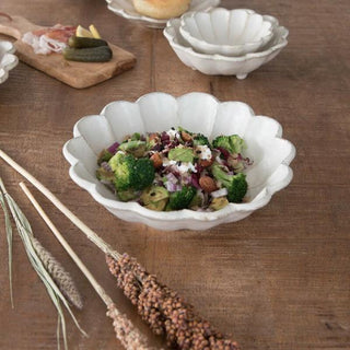 Kaneko Kohyo - Main Dish Bowl - White - Rinka Series - Handcrafted Japanese Mino Ware porcelain bowl with salad