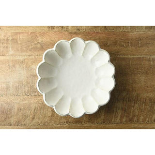 Kaneko Kohyo - Main Dish Bowl - White - Rinka Series with scalloped edge, handcrafted Japanese Mino Ware porcelain
