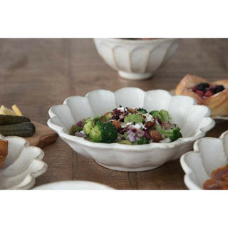 Kaneko Kohyo - Main Dish Bowl - White - Rinka Series with textured scalloped edges serving fresh salad