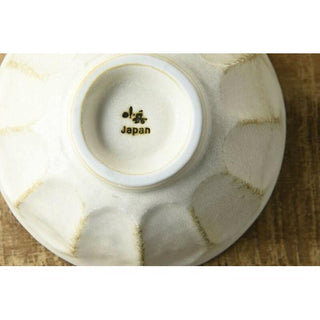 Kaneko Kohyo - Donburi Bowl - White - Rinka Series - Handcrafted Japanese Mino Ware base with textured ceramic pattern