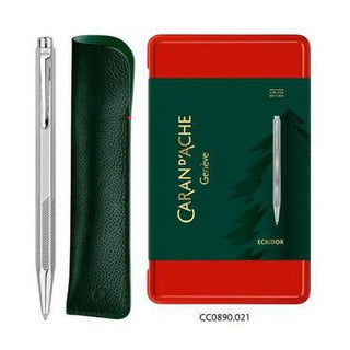 Caran d’Ache Ecridor Gift Set Ballpoint Pen with textured leather case and red presentation tin