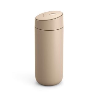 FELLOW Carter Slide Mug 16oz in beige with smooth matte finish and slide-to-open lid design