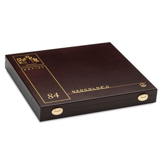 Caran d'Ache Neocolor II Water-Soluble Wax Pastel wooden box set of 84 with gold detailing and clasp closures