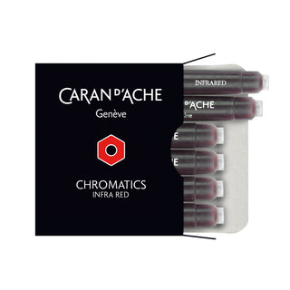 Caran d'Ache Box of 6 Ink Cartridges Fountain Pen with infrared chromatics ink cartridges in black packaging