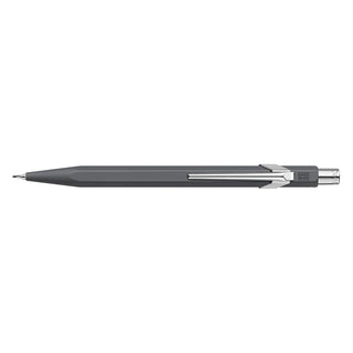 Caran d'Ache 844 Mechanical Pencil with hexagonal matte grey aluminum body and chrome clip detail