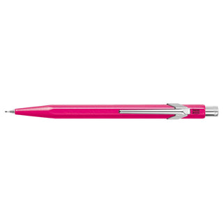 Caran d'Ache 844 Mechanical Pencil in bright pink with hexagonal aluminum body and silver clip
