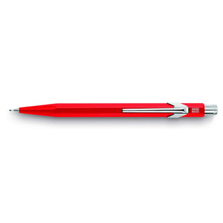 Caran d'Ache 844 Mechanical Pencil in vibrant red with hexagonal aluminum body and chrome clip detail