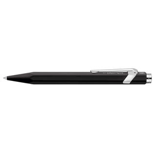 Caran d'Ache 849 Rollerball Pen in black with hexagonal aluminium body and silver clip details