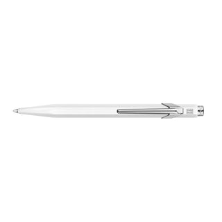 Caran d'Ache 849 Classic Line Ballpoint Pen in white with hexagonal aluminum body and chrome clip