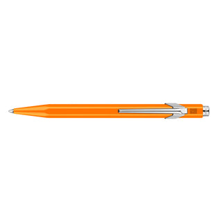 Caran d'Ache 849 Fluo Line Ballpoint Pen with bright orange lacquered aluminium body and metal clip