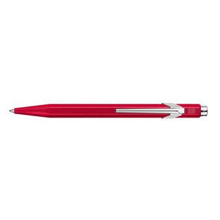 Caran d'Ache 849 Colormat - X Ballpoint Pen in red hexagonal satin aluminum body with silver clip