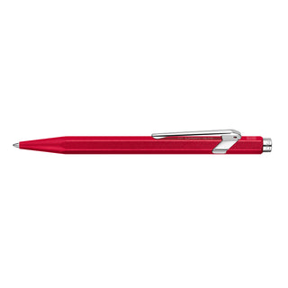 Caran d'Ache 849 Colormat - X Ballpoint Pen in red satin aluminum with hexagonal body and silver clip