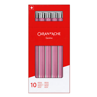 Caran d'Ache 849 Colormat - X Ballpoint Pen set with pink hexagonal aluminum bodies in red box