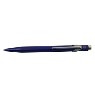 Caran d'Ache 849 Classic Line Ballpoint Pen with hexagonal blue aluminium body and silver clip