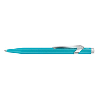 Caran d'Ache 849 Colormat - X Ballpoint Pen in turquoise satin aluminum with hexagonal barrel and silver clip