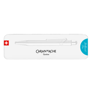 Caran d'Ache 849 Colormat - X Ballpoint Pen in embossed white metal case with Swiss flag emblem