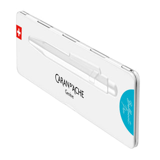 Caran d'Ache 849 Colormat - X Ballpoint Pen white metal case with Swiss flag detail