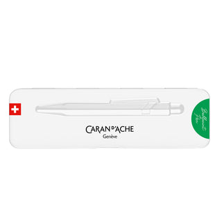 Caran d'Ache 849 Colormat - X Ballpoint Pen in white metal case with Swiss flag detail and logo