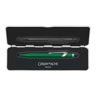 Caran d'Ache 849 Colormat - X Ballpoint Pen with green hexagonal aluminium body in black case