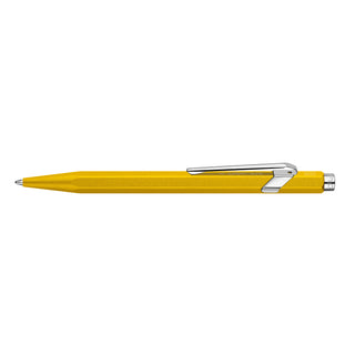Caran d'Ache 849 Colormat - X Ballpoint Pen in yellow with hexagonal satin aluminum body and chrome clip
