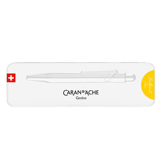 Caran d'Ache 849 Colormat - X Ballpoint Pen white hexagonal aluminium case with yellow label