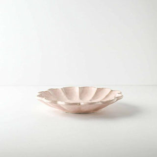 Kaneko Kohyo - Small Plate - Pink - Rinka Series - Handcrafted Japanese Mino Ware with scalloped edges and matte finish