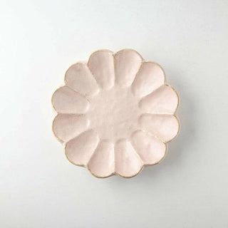 Kaneko Kohyo - Small Plate - Pink - Rinka Series - Handcrafted Japanese Mino Ware with scalloped edges and matte finish