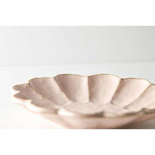 Kaneko Kohyo - Small Plate - Pink - Rinka Series - Handcrafted Japanese Mino Ware with textured scalloped edges
