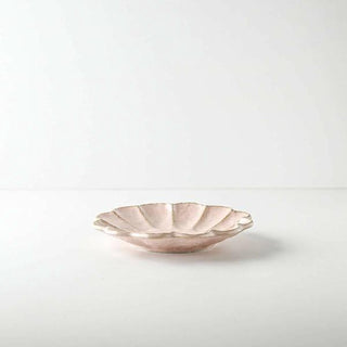 Kaneko Kohyo - Small Plate - Pink - Rinka Series showcasing scalloped porcelain craftsmanship from Japanese Mino Ware