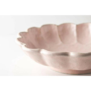 Kaneko Kohyo - Donburi Bowl - Pink - Rinka Series - Handcrafted Japanese Mino Ware with scalloped edges and matte finish