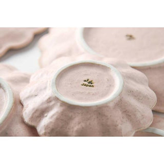 Kaneko Kohyo - Donburi Bowl - Pink - Rinka Series - textured handcrafted Japanese Mino ware base view