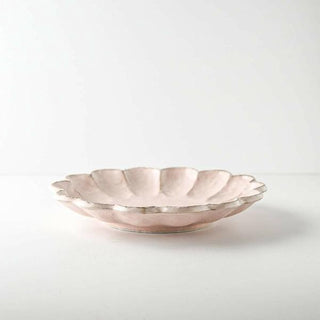 Kaneko Kohyo - Main Plate - Pink - Rinka Series - handcrafted porcelain plate with scalloped edges