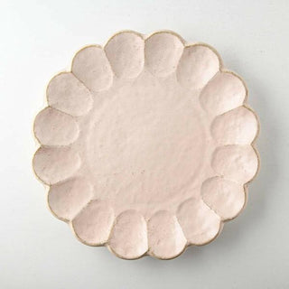 Kaneko Kohyo - Main Plate - Pink - Rinka Series with scalloped edges handcrafted Japanese Mino Ware porcelain