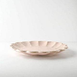 Kaneko Kohyo - Main Plate - Pink - Rinka Series - Handcrafted Japanese Mino Ware with scalloped edges and smooth porcelain finish