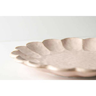 Kaneko Kohyo - Main Plate - Pink - Rinka Series with scalloped edges handcrafted porcelain Mino Ware