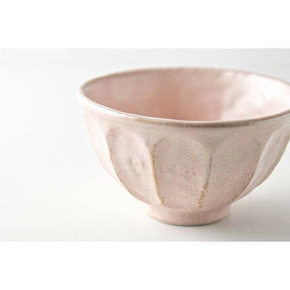 Kaneko Kohyo - Rice Bowl - Pink - Rinka Series - Handcrafted Japanese Mino Ware with textured porcelain surface